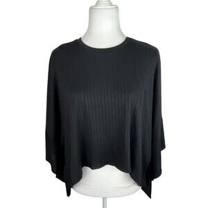 Zara Black Ribbed Round Neck Top